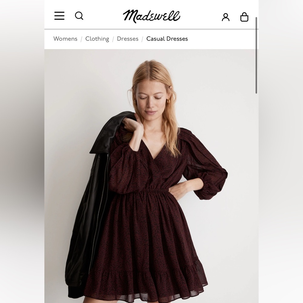 Madewell  “Resourced Georgette Faux Wrap Mini Dress” women’s XS